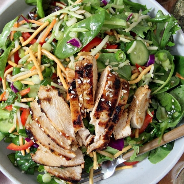 Asian Sesame Chicken Salad with the best dressing ever