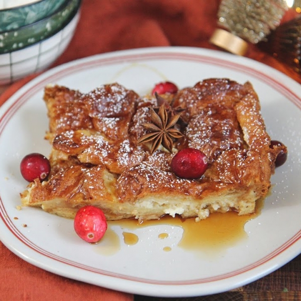 Eggnog Baked French Toast