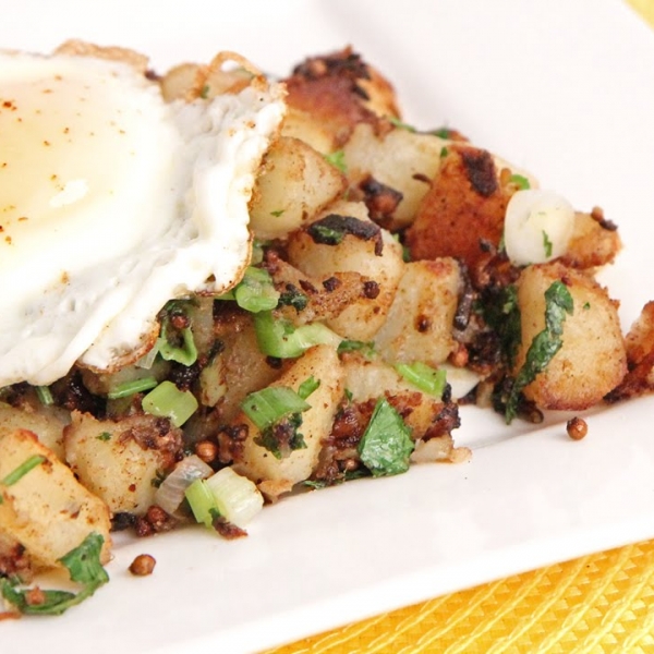 Indian Spiced Potato Hash with Fried Egg