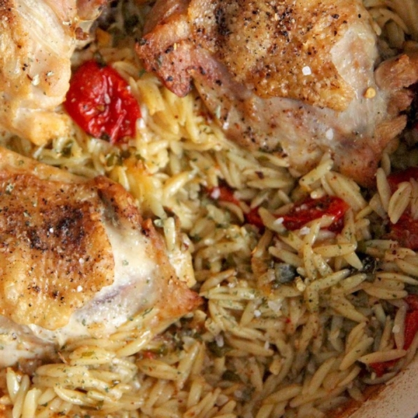 One Pan Chicken and Orzo