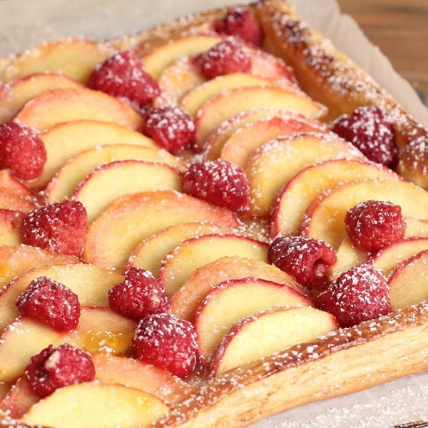 Raspberry and Peach Tart