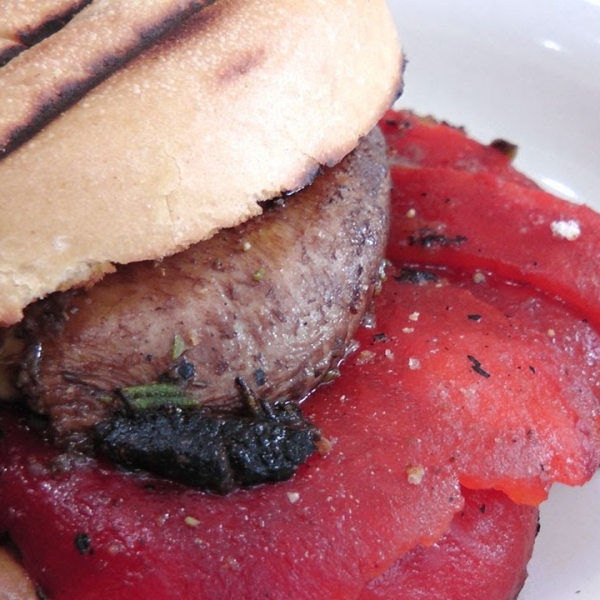 Roasted Pepper and Portobello Mushrooms Panini