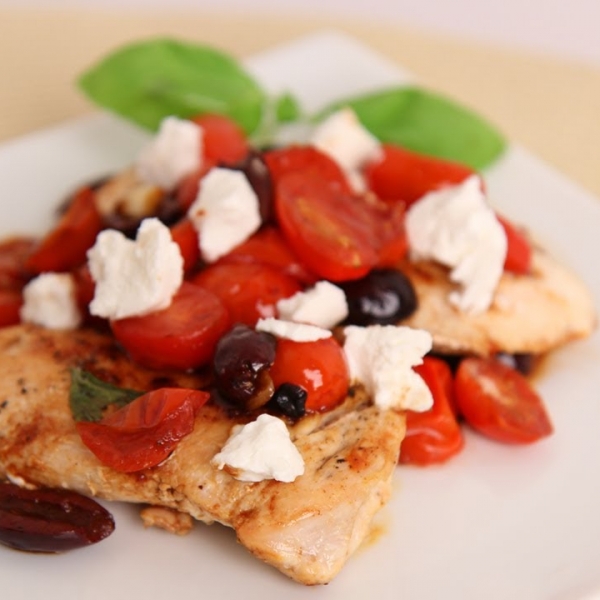 Sauteed Chicken with Cherry Tomatoes and Goat Cheese