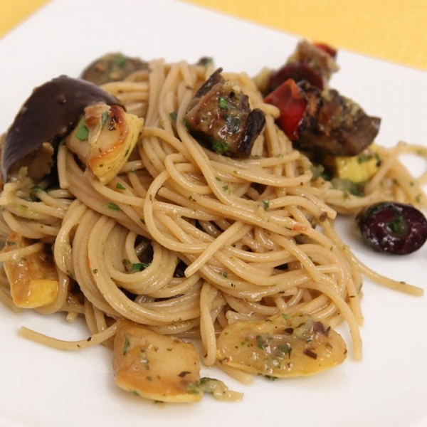 Spaghetti with Roasted Veggies